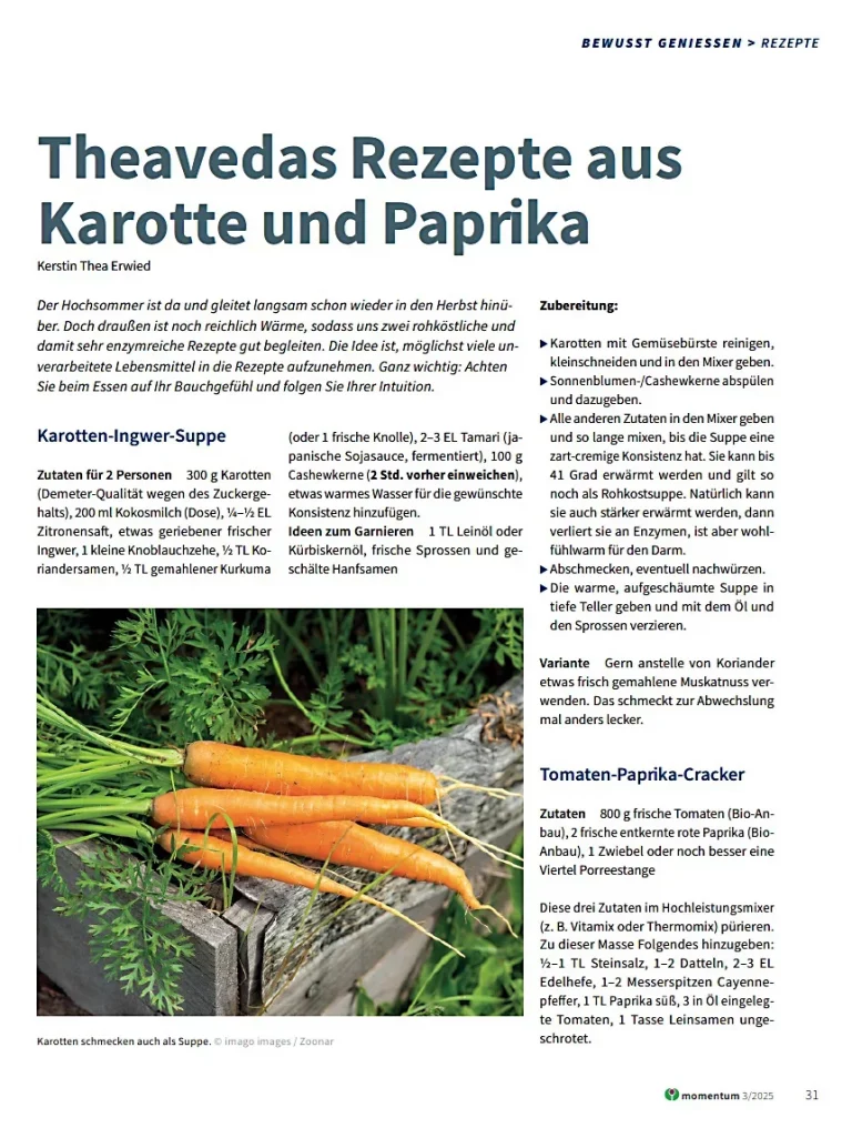 Vorschaubild theavedas Rezepte in momentum 3/2025